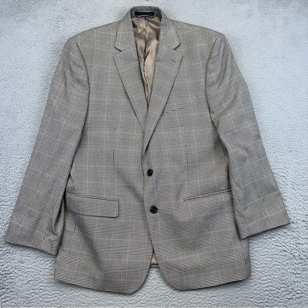 Lauren Ralph Lauren Blazer Mens 42R Gray Houndstooth 2 Button Business Wedding